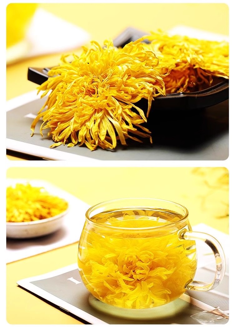 Three packets of Chrysanthemum morifolium ‘Golden Silk’ tea