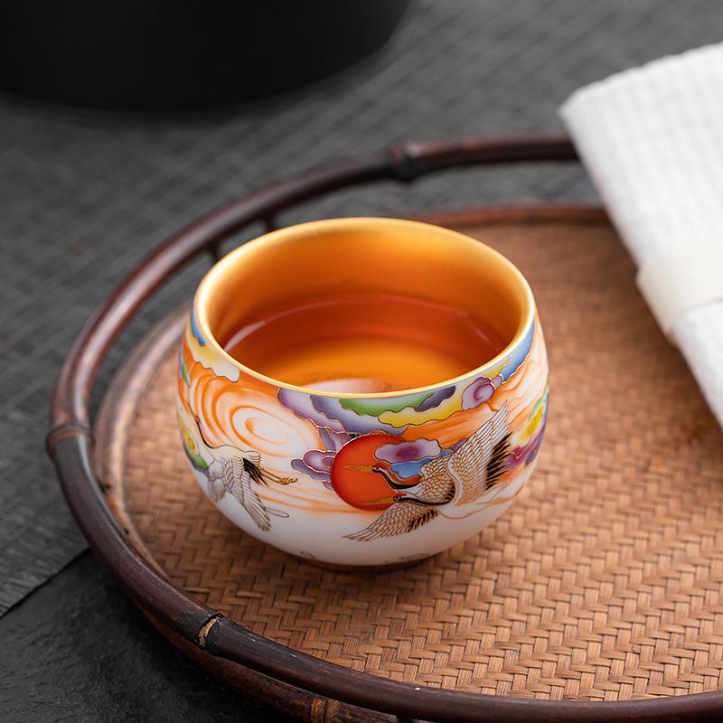 Golden Crane Tea Cup Tenmokus