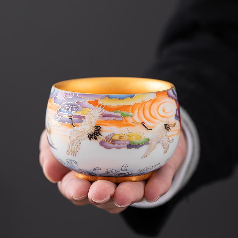 Golden Crane Tea Cup Tenmokus